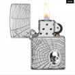 Zippo Armor khắc đa chiều hình ảnh mạng nhện đính kèm viên pha lê Swarovski SKULL