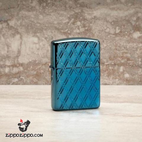 Zippo Armor khắc MultiCut hình ảnh chuỗi kim cương xanh