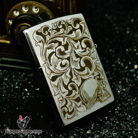 Zippo bạc xước khắc họa tiết cô gái