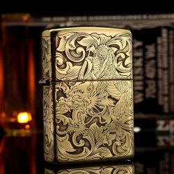 Zippo Chất Liêu Đồng Bóng Khắc Hình Rồng Nguyên Con - Mã SP: ZPC1708-254