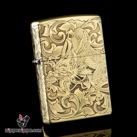 Zippo Chất Liêu Đồng phiên bản Armor Khắc Hình Rồng Nguyên Con