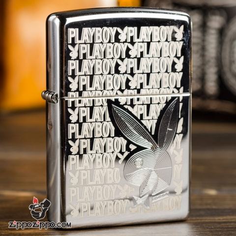 Zippo chính hãng bạc bóng Playboy