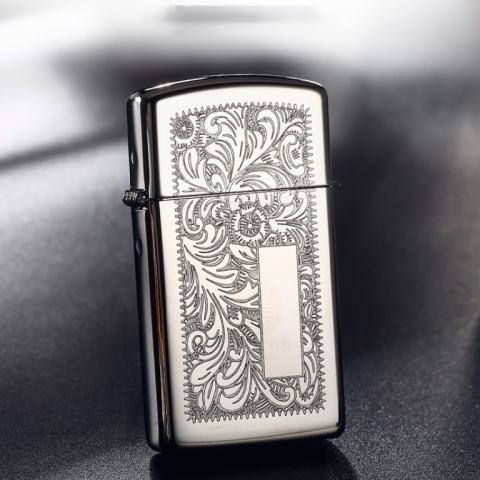 Bật Lửa Zippo Bản Nhỏ Chrome Hoa Văn Ý- Zippo Sku 1652 – Zippo Slim Venetian High Polish Chrome