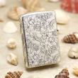 Zippo Chính Hãng Bạc Khối Khắc Vòm Hoa Mẫu Đơn Xung Quanh bản armor