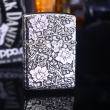 Zippo Chính Hãng Bạc Khối Khắc Vòm Hoa Mẫu Đơn Xung Quanh Phiên Bản Giới Hạn