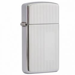 Bật Lửa Zippo Bản Nhỏ Mạ Crome Bóng Kẻ Sọc -SKU 1615 – Zippo Slim Ribbon High Polish Chrome - Mã SP: ZPC1271