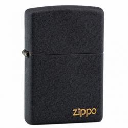 Bật Lửa Zippo Sơn Tĩnh Điện Đen Nhám - Logo Zippo SKU 236 - Zippo Black Crackle Logo - Mã SP: ZPC0278ZL