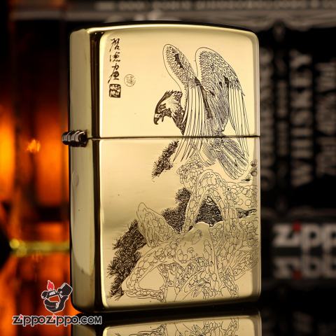 Zippo Chính Hãng Đồng Bóng Khắc Chim Ưng