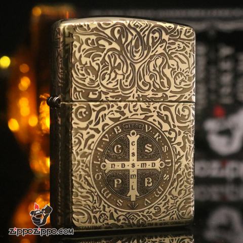 Zippo Chính Hãng Đồng Bóng Khắc Constantine Cha Thánh Bản Armor