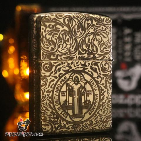 Zippo Chính Hãng Đồng Bóng Khắc Constantine Cha Thánh Bản Armor