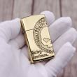Zippo Chính Hãng Đồng Bóng Khắc Hình Đầu Lâu Harley Davidson Phiên Bản Hẹp Slim