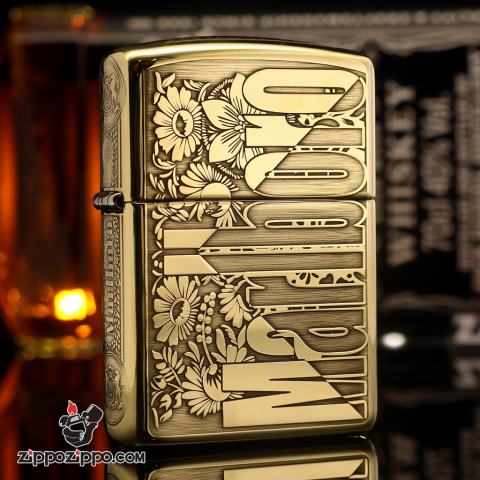 Zippo Chính Hãng Đồng Bóng Khắc Logo Marlboro Phiên Bản Amor