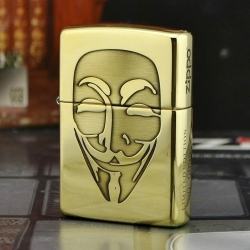 Zippo Chính Hãng Đồng Bóng Khắc Mặt Nạ V Of Vendetta bản ARMOR - Mã SP: ZPC1790