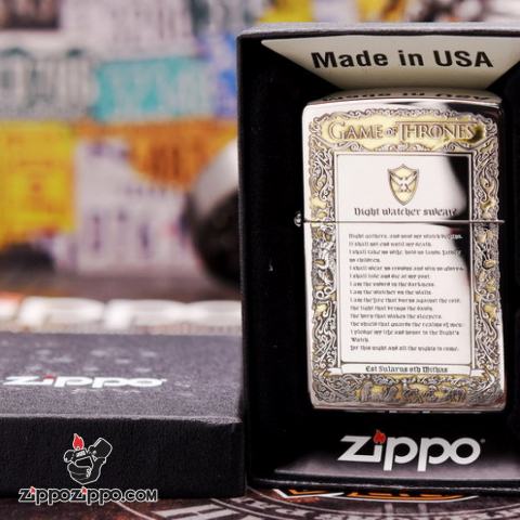 Zippo Chính Hãng Đồng Bóng Khắc Trò Chơi Game Of Thrones Phiên Bản chorem