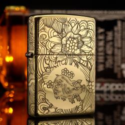 Zippo Chính Hãng Đồng Khắc 12 Con Giáp Tuổi Hợi - Mã SP: ZPC1631