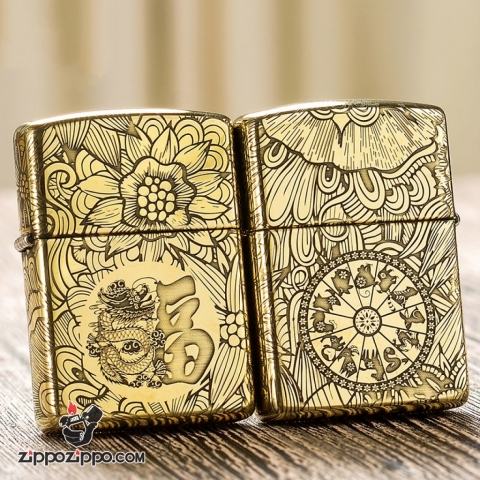 Zippo Chính Hãng Đồng Khắc 12 Con Giáp Tuổi Thìn ( rồng)
