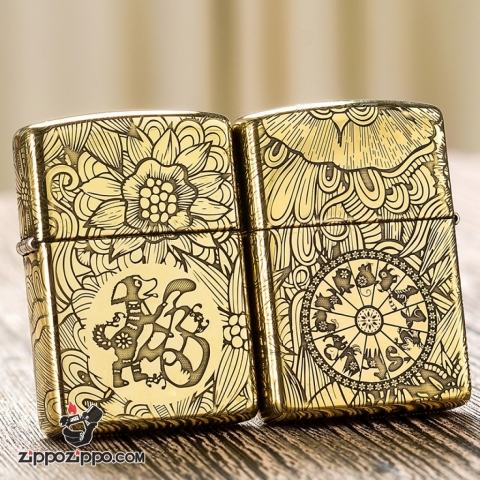Zippo Chính Hãng Đồng Khắc 12 Con Giáp Tuổi Tuất