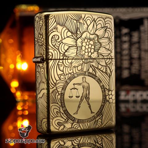 Zippo Chính Hãng Đồng Khắc Cung Hoàng Đạo Thiên Bình