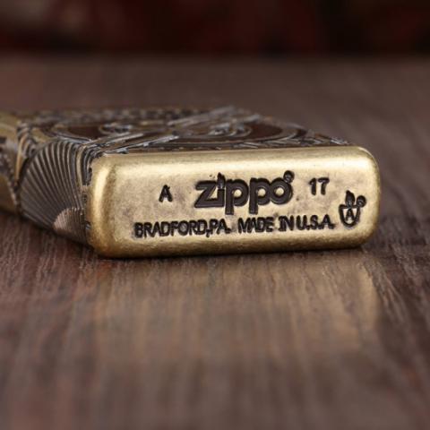 Zippo Chính Hãng Đồng Khắc Đầu Lâu Hộp Sọ Vỏ Dày Armor