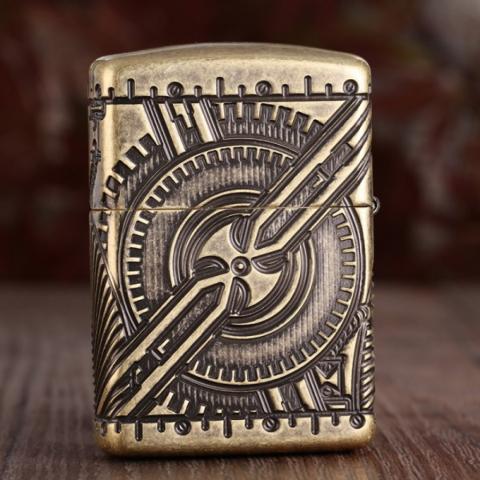 Zippo Chính Hãng Đồng Khắc Đầu Lâu Hộp Sọ Vỏ Dày Armor
