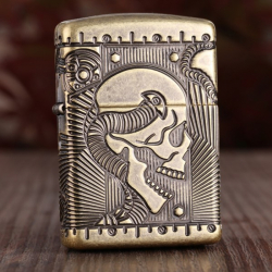 Zippo Chính Hãng Đồng Khắc Đầu Lâu Hộp Sọ Vỏ Dày Armor - Mã SP: ZPC1028