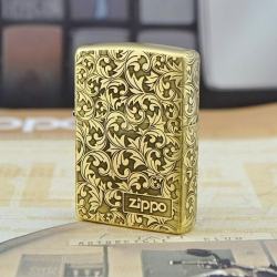 Zippo chính hãng đồng khắc hoa văn nổi logo zp - Mã SP: ZPC1914