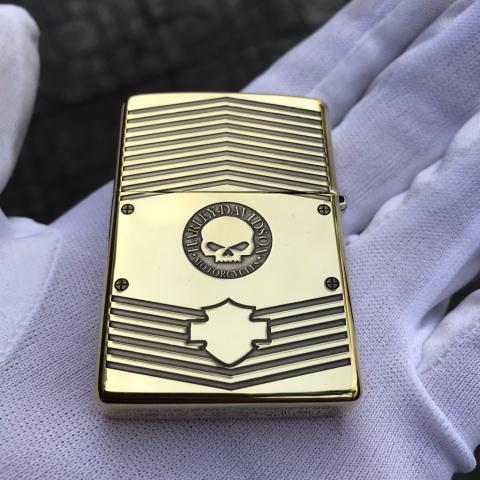 Zippo Chính Hãng Đồng Khối Khắc Logo Harley Davidson - Mẫu 1