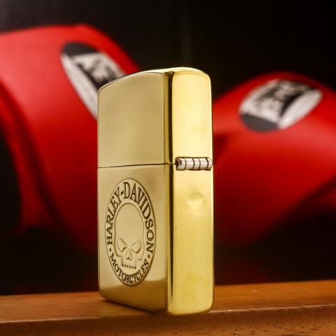 Zippo Chính Hãng Đồng Khối Khắc Logo Harley Davidson - Mẫu 6