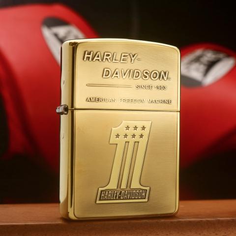 Zippo Chính Hãng Đồng Khối Khắc Logo Harley Davidson - Mẫu 6