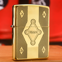Zippo Chính Hãng Đồng Khối Khắc Logo Ngọn lửa zippo - Mẫu 2 - Mã SP:  ZPC3249 