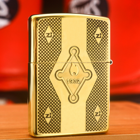 Zippo Chính Hãng Đồng Khối Khắc Logo Ngọn lửa zippo - Mẫu 2
