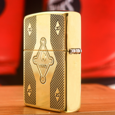 Zippo Chính Hãng Đồng Khối Khắc Logo Ngọn lửa zippo - Mẫu 2