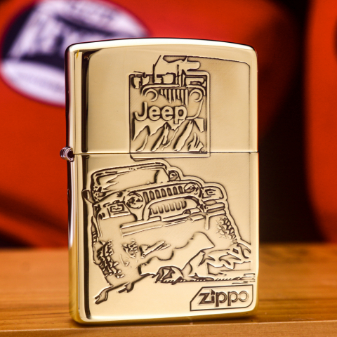 Zippo Chính Hãng Đồng Khối Khắc Logo Xe Jeep