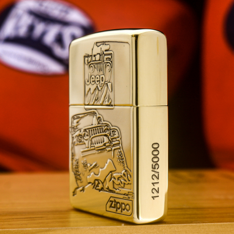 Zippo Chính Hãng Đồng Khối Khắc Logo Xe Jeep