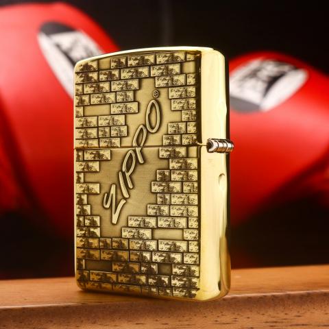 Zippo Chính Hãng Đồng Khối Khắc Logo Zippo Viên Gạch