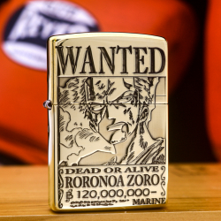 Zippo Chính Hãng Đồng Khối Khắc Roronoa Zoro Thợ săn hải tặc - Mã SP:  ZPC3253 