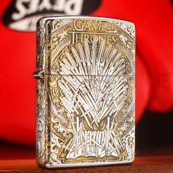 Zippo Chính Hãng Đồng Mạ Chrome Khắc Game Of Thrones Hoạt tiết Ngàn Kiếm - Mã SP: ZPC1079-250