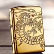 Zippo Chính Hãng Đồng Mạ Vàng Khắc Rồng Mắt Đỏ Tinh Xảo Vỏ Dày Armor