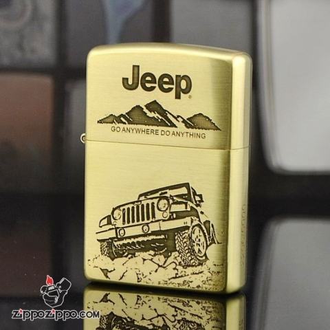 Zippo Chính Hãng Đồng Xước Khắc Hình Xe Jeep