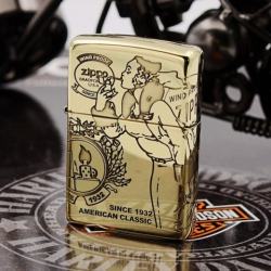 Zippo Chính Hãng Genuine  đồng nguyên chất xung quanh cô gái chạm khắc cổ điển (Amor) - Mã SP: ZPC1178-169