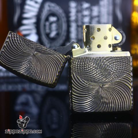 Zippo chính hãng khắc không gian 3 chiều Mạ Vàng bản Amor Ver 10