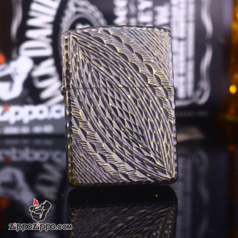 Zippo chính hãng khắc không gian 3 chiều Mạ Vàng bản Amor Ver 7
