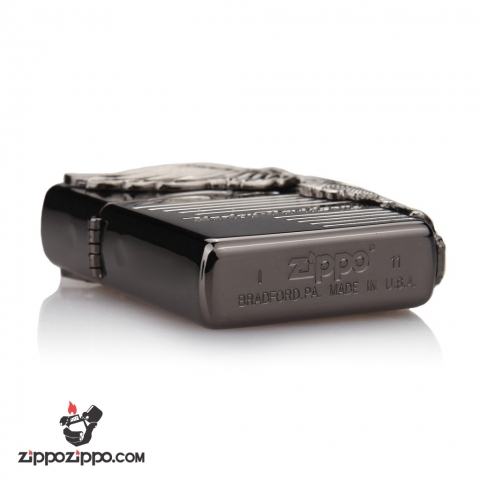 Zippo Chính Hãng Màu Đen Khối Hình Động Cơ Harley Davidson Bên Sườn