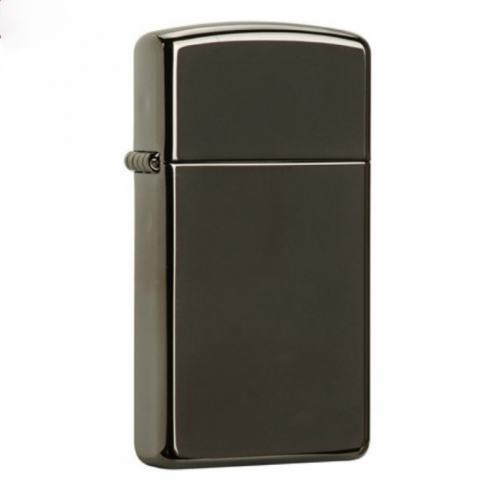 Bật Lửa Zippo Bản Nhỏ Sơn Màu Đen Đậm Huyền Băng- Logo Zippo SKU 28123 – Zippo Slim Ebony