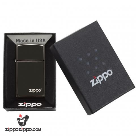 Bật Lửa Zippo Bản Nhỏ Sơn Màu Đen Đậm - Logo Zippo SKU 28123ZL – Zippo Slim Ebony With Zippo Logo