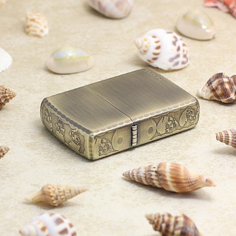 Zippo Chính Hãng Màu Đồng Khắc Đầu Lâu Quanh Viền Vỏ Dày Armor Giới Hạn
