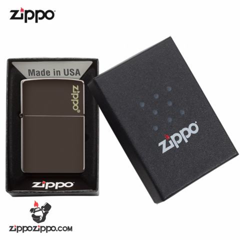 Bật Lửa Zippo Sơn Màu Nâu Hạt Dẻ - Logo Zippo SKU 49180ZL – Zippo Brown Zippo Logo