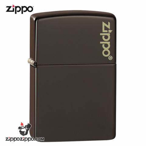 Bật Lửa Zippo Sơn Màu Nâu Hạt Dẻ - Logo Zippo SKU 49180ZL – Zippo Brown Zippo Logo