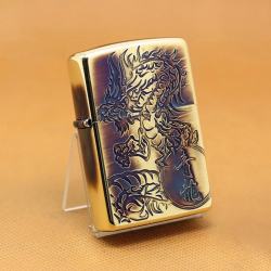 Zippo Chính Hãng Màu Vàng Đốt Khắc Hình Thanh Long - Mã SP: ZPC1112