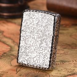 Zippo chính hãng nhật bạc khắc hoa văn - Mã SP: ZPC1936